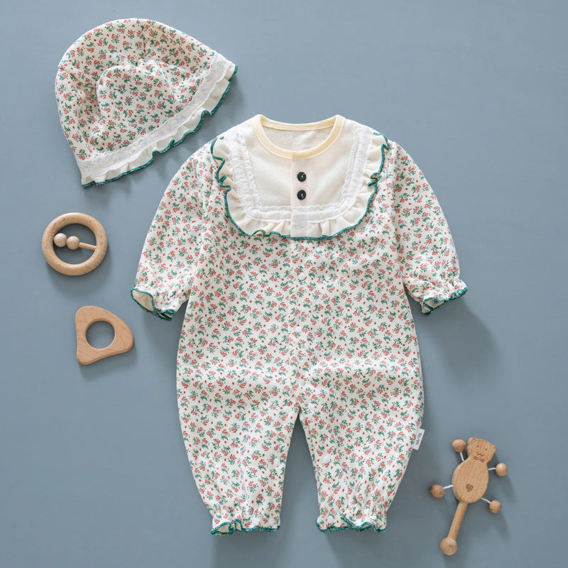 Baby Girl Long Sleeve Princess Romper – Cute Spring Fall Cotton Outfit