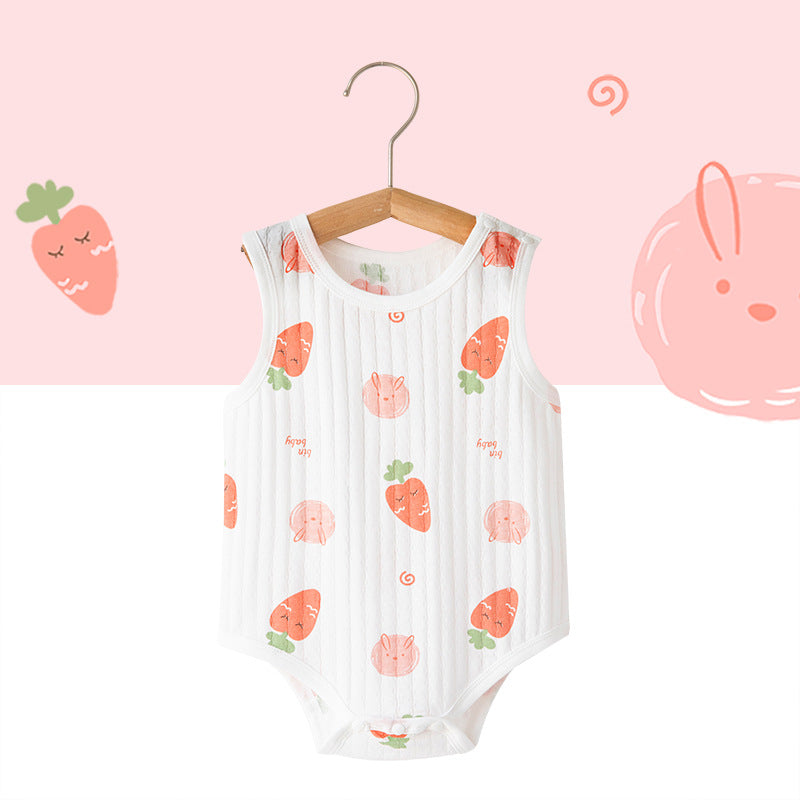 新生婴儿纯棉连体衣男宝宝衣服夏装包屁衣背心哈衣爬服夏季薄款女