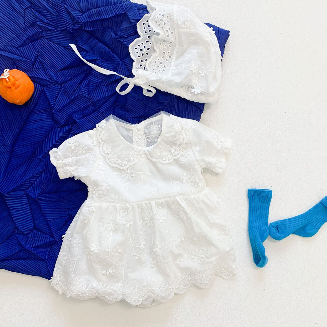 Baby Girl Short Sleeve Lace Romper Dress – Korean Style Summer Outfit