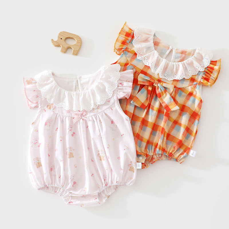 Baby Girl Cotton Tank Bodysuit – Sleeveless Triangle Summer Romper