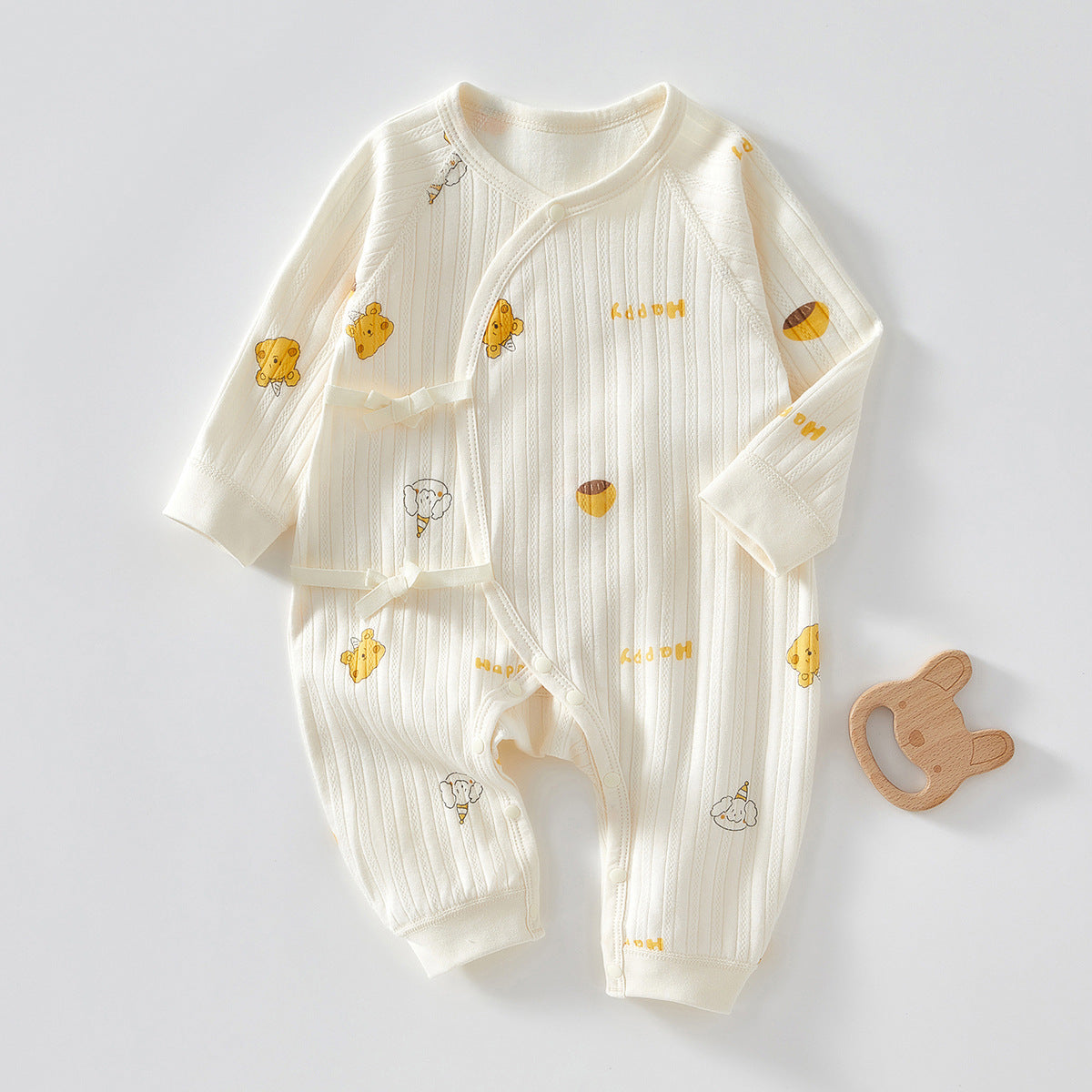Newborn Cotton Kimono Bodysuit – Long Sleeve Seamless Spring Sleep Romper