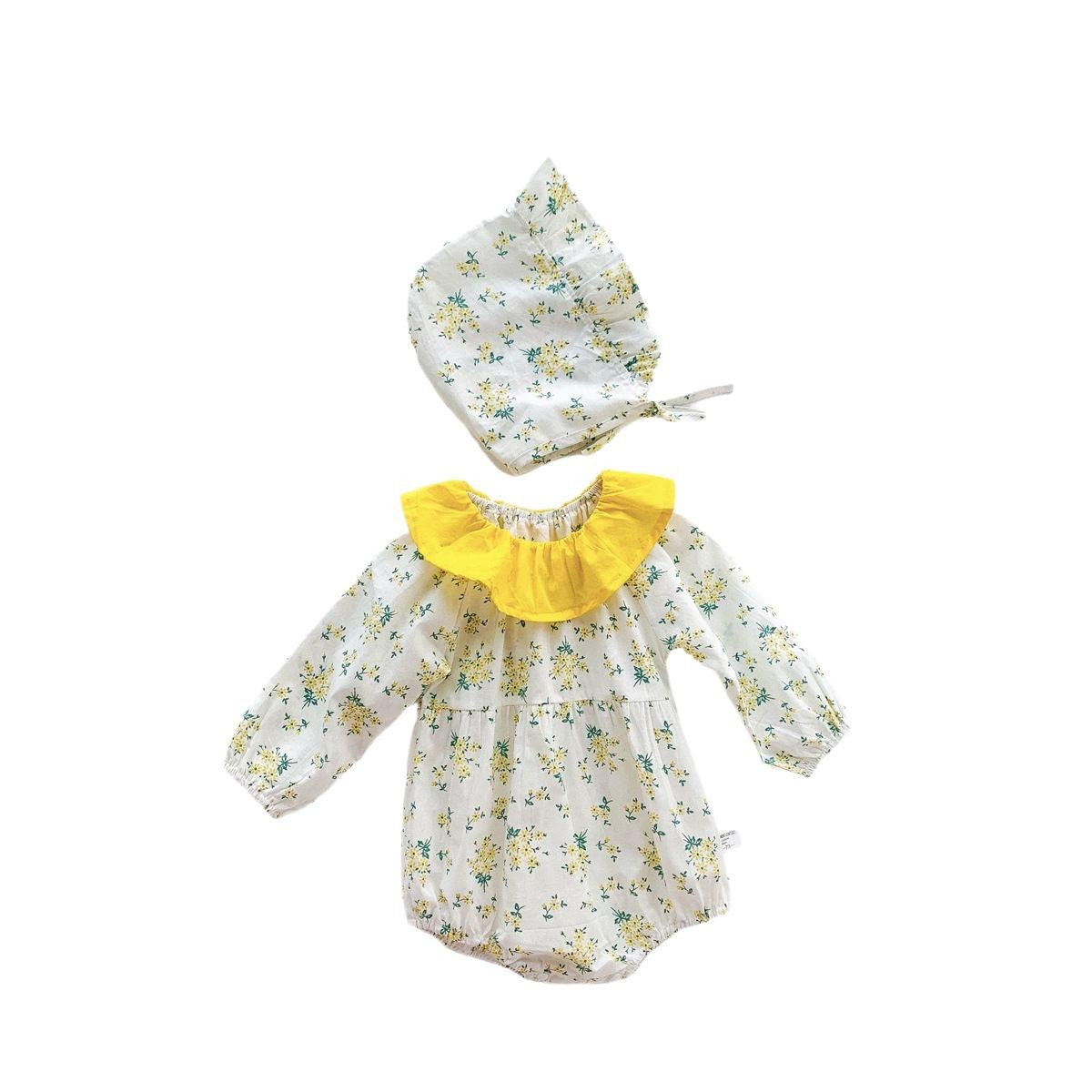 Baby Girl Floral Doll Collar Bodysuit – Long Sleeve Lightweight Spring Outfit