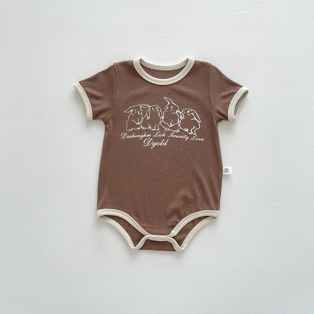 Unisex Newborn Ribbed Cartoon Bodysuit – Short Sleeve Korean Summer Romper
