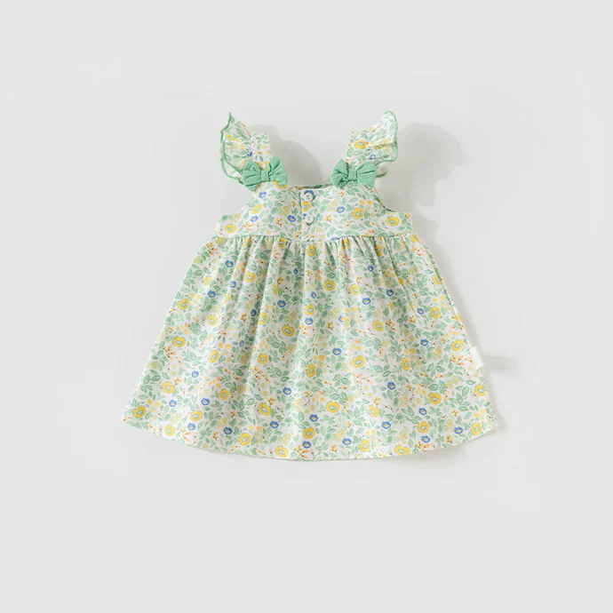 Baby Girl Cotton Meadow Floral Dress – Lightweight Summer Princess Outfit