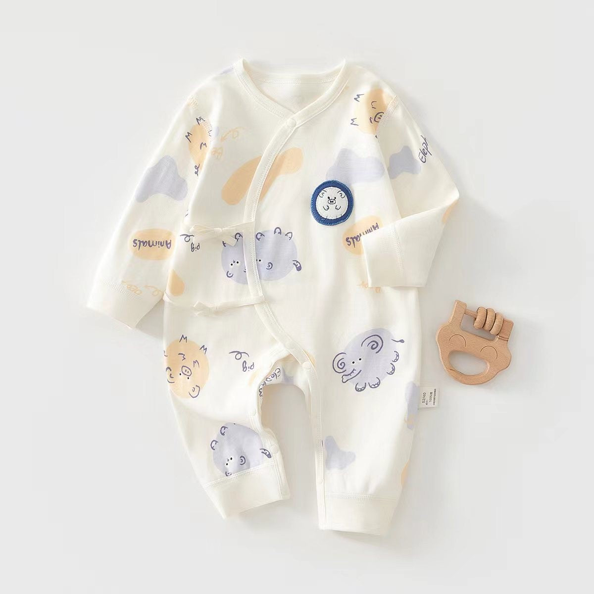 Newborn Baby Girl Cotton Romper with Lace Trim – Long Sleeve Spring Fall Outfit