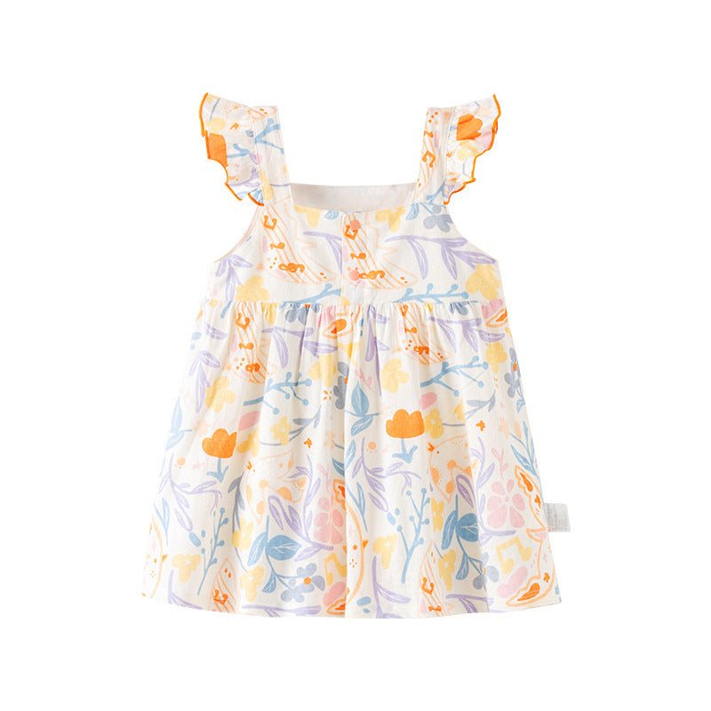 Baby Girl Dainty Floral Cami Dress – Lightweight Summer Outing Outfit