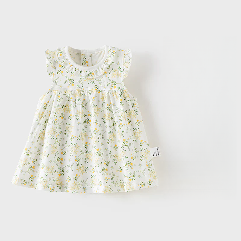 Baby Girl Sleeveless Floral Princess Dress – Lightweight Summer Outfit
