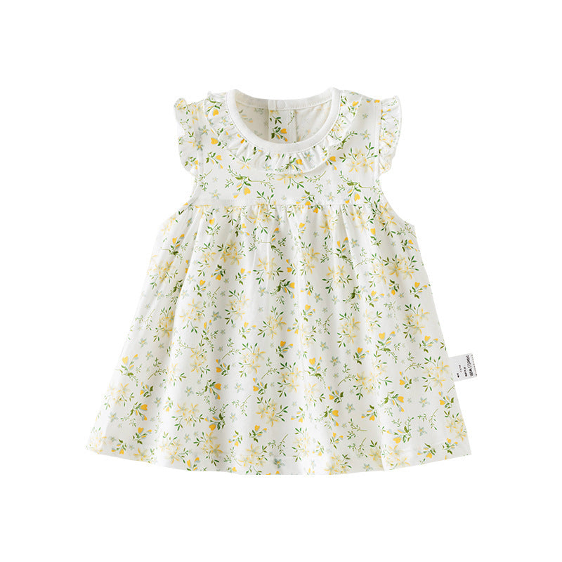 Baby Girl Sleeveless Floral Princess Dress – Lightweight Summer Outfit