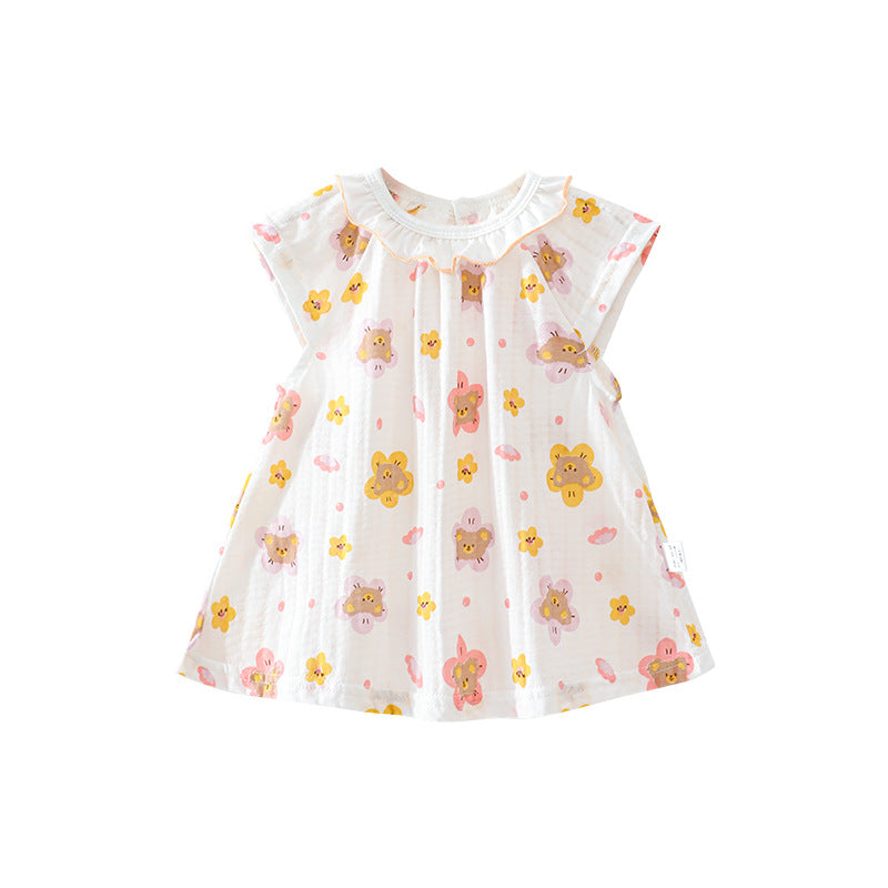 Baby Girl Korean-Inspired Floral Dress – Spring Summer Princess Outfit