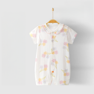 Newborn Baby Short Sleeve Cotton Romper – Lightweight Summer Bodysuit