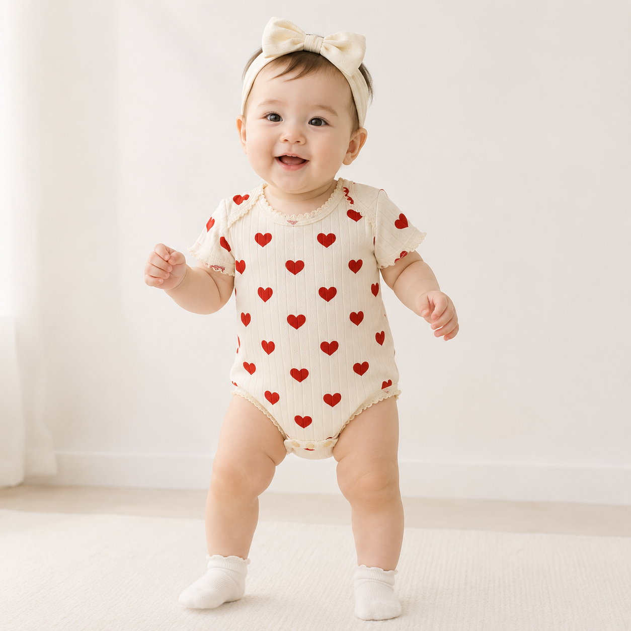 Newborn Baby Cotton Bodysuit – Envelope Neck Short Sleeve Summer Romper