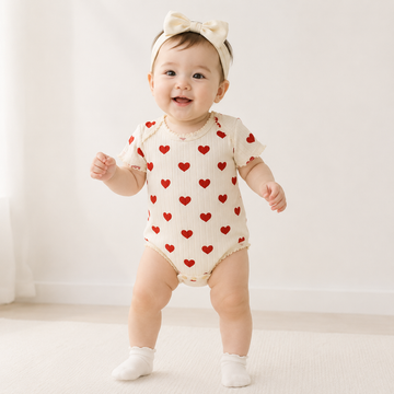 Newborn Baby Cotton Bodysuit – Envelope Neck Short Sleeve Summer Romper