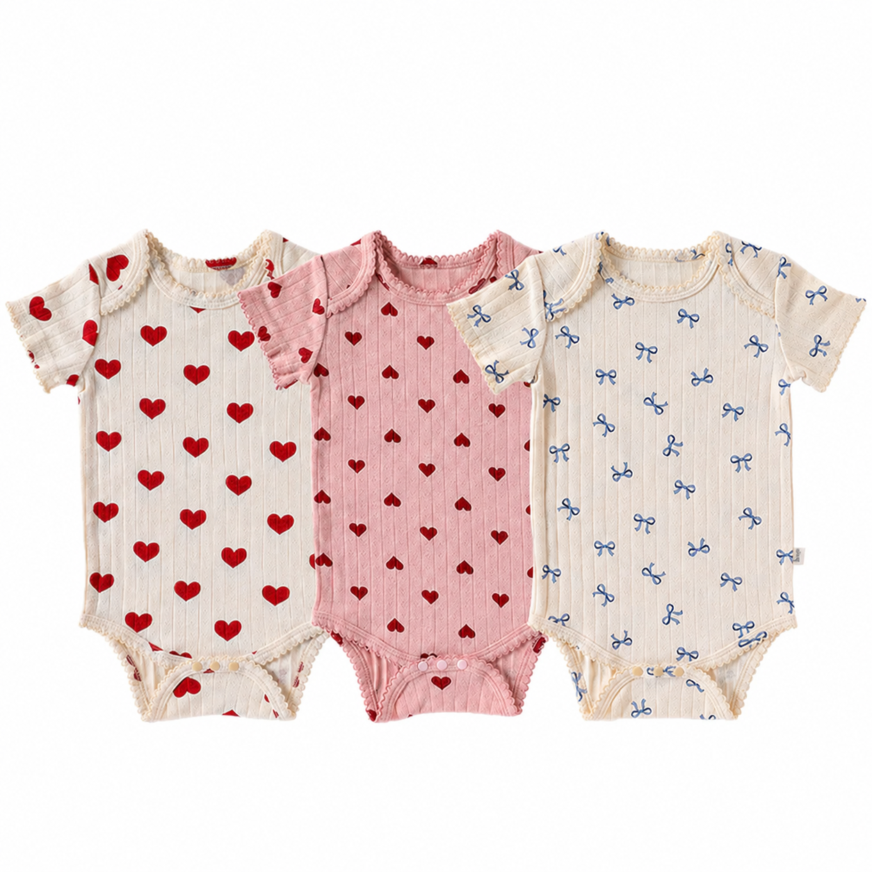 Newborn Baby Cotton Bodysuit – Envelope Neck Short Sleeve Summer Romper