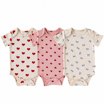 Newborn Baby Cotton Bodysuit – Envelope Neck Short Sleeve Summer Romper