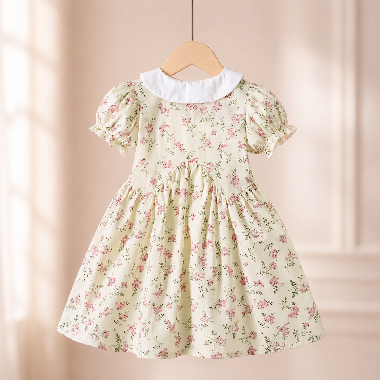 Toddler Girl Korean Floral Casual Dress – Short Sleeve Summer Outfit
