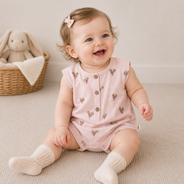 Unisex Baby Nordic Shortie Romper – Lightweight Cotton Summer Play Outfit