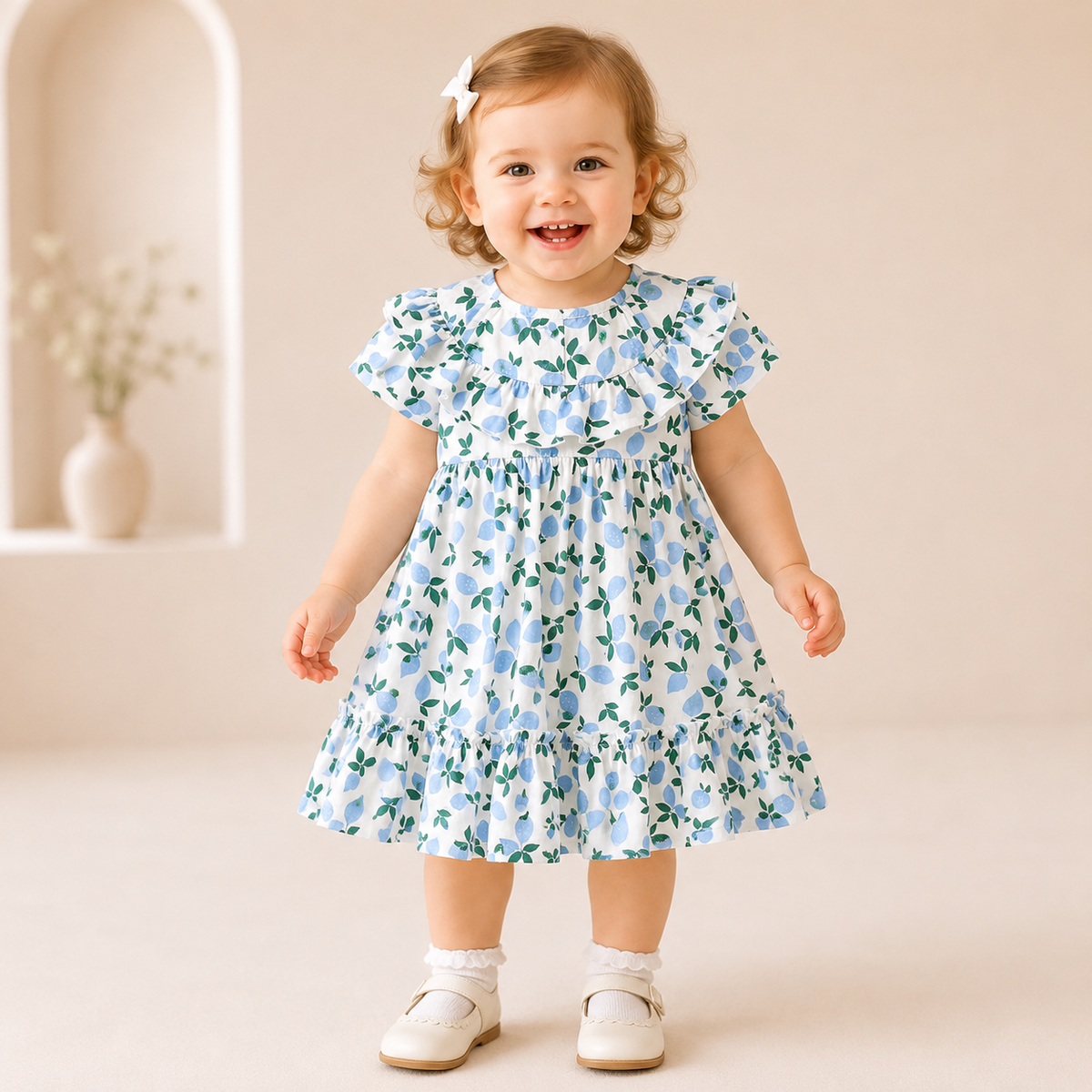 Toddler Girl Loose Floral Princess Dress – Short Sleeve Summer Baby Outfit
