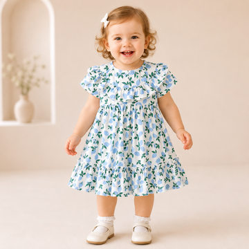 Toddler Girl Loose Floral Princess Dress – Short Sleeve Summer Baby Outfit