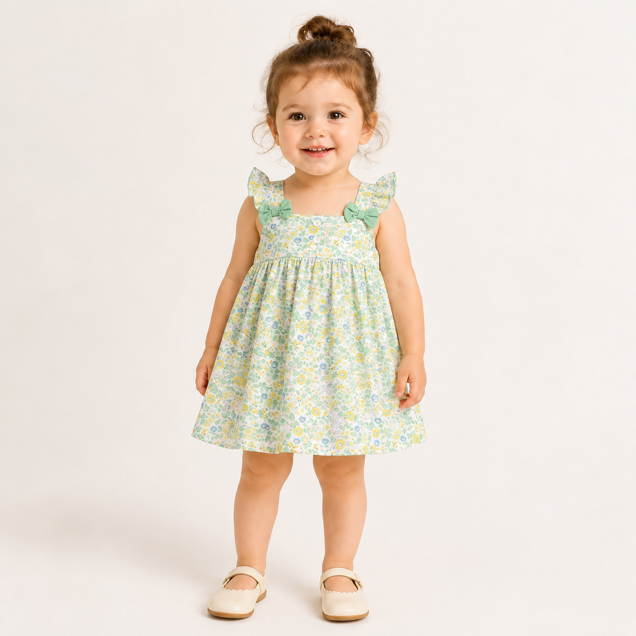 Baby Girl Cotton Meadow Floral Dress – Lightweight Summer Princess Outfit