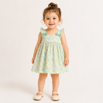 Baby Girl Cotton Meadow Floral Dress – Lightweight Summer Princess Outfit