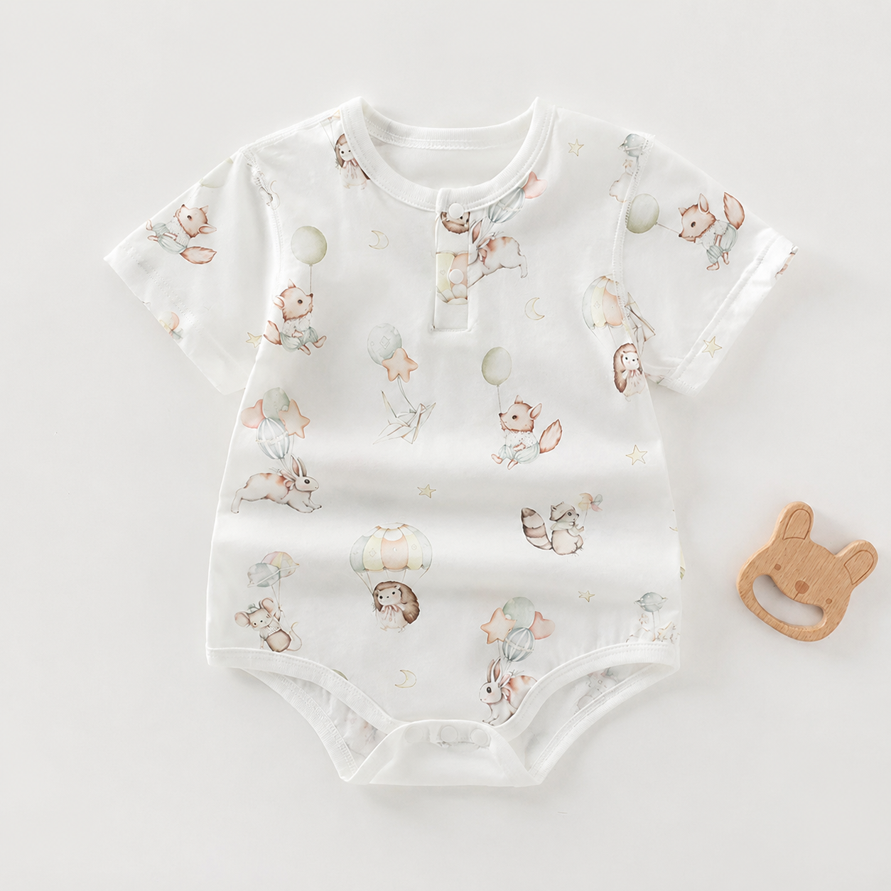 Unisex Newborn Shoulder Snap Cotton Bodysuit – Summer Triangle Romper