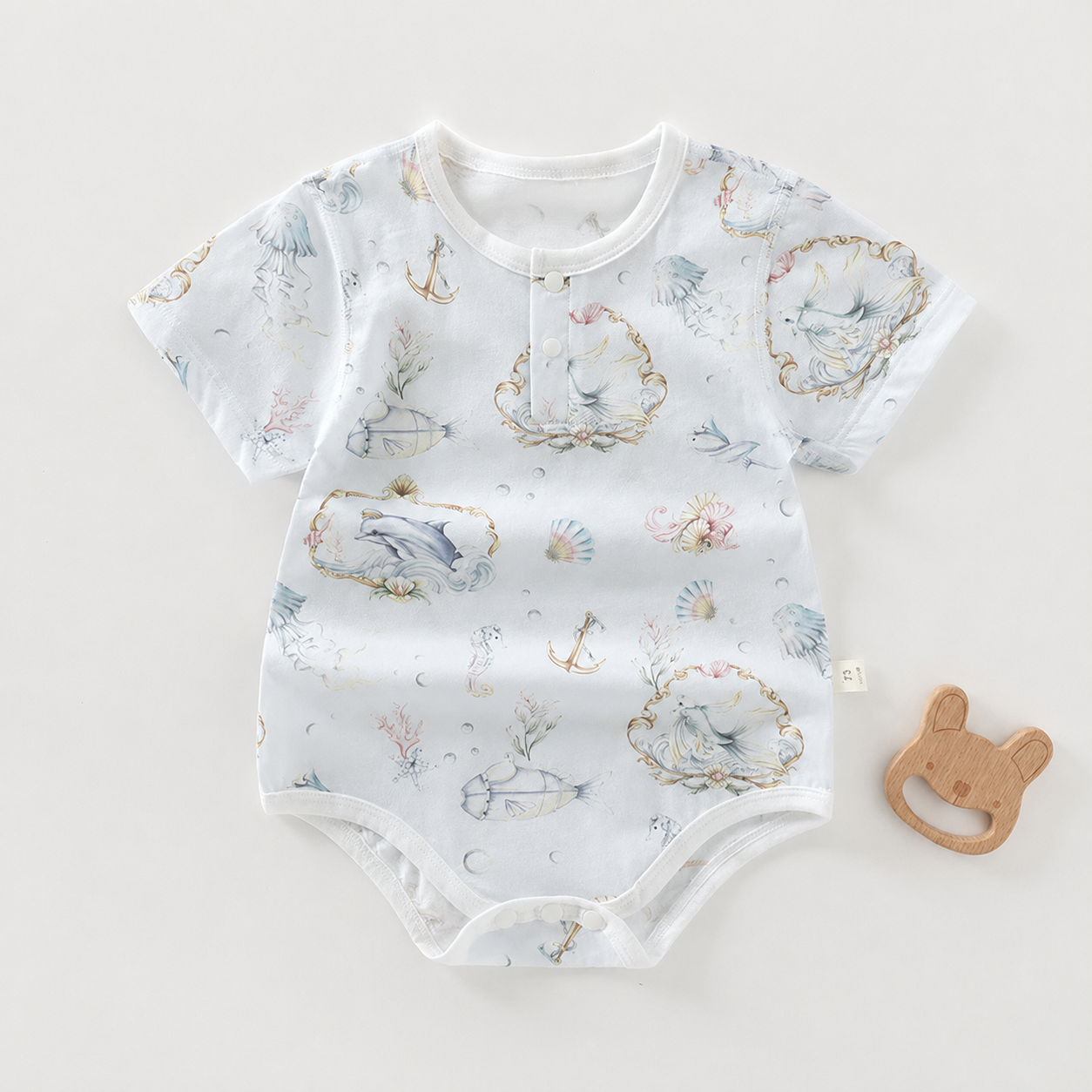 Unisex Newborn Shoulder Snap Cotton Bodysuit – Summer Triangle Romper